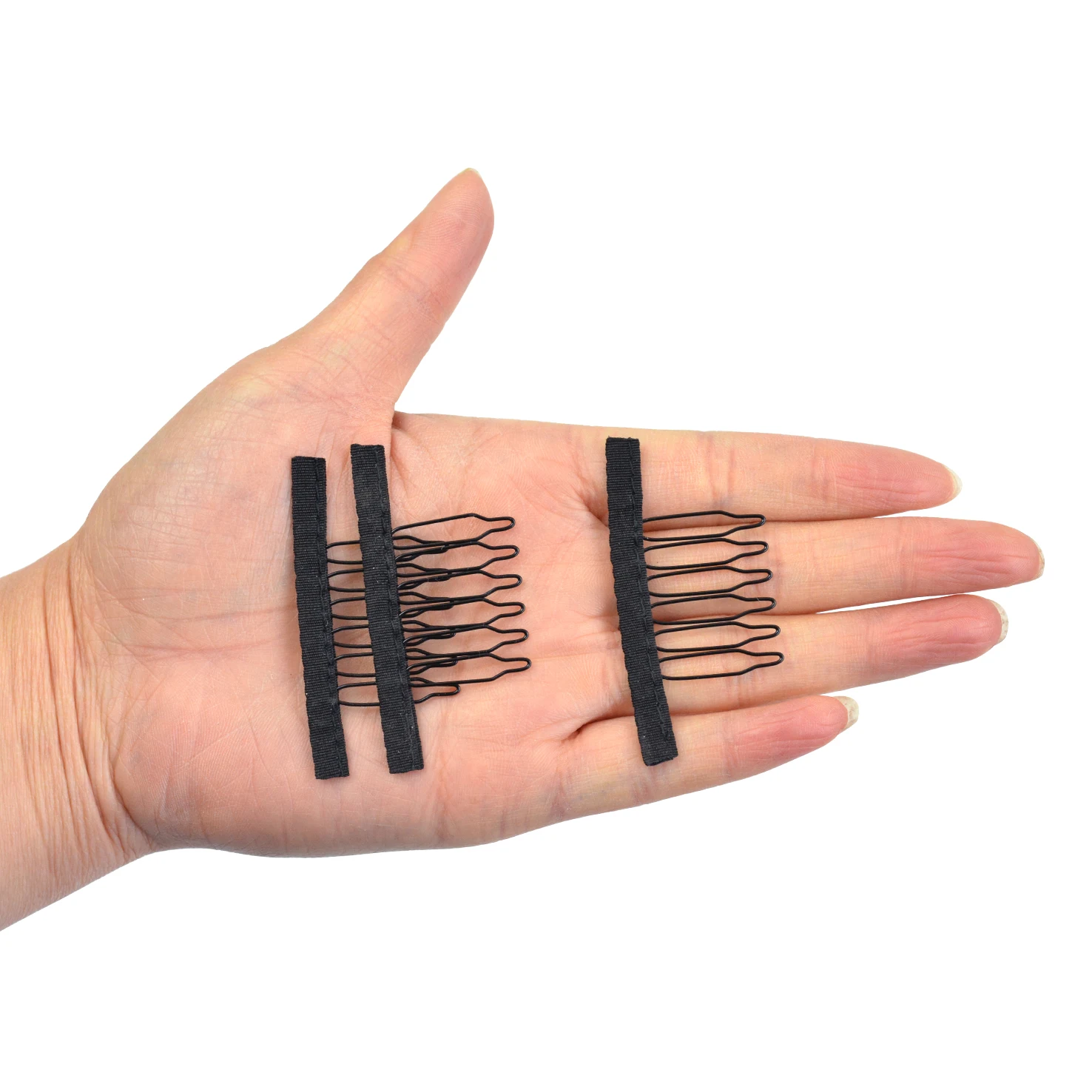 12 Pcs Lace Wig Clips 6-Teeth Steel Teeth Wig Accessories Tools with Cloth Wig Combs for Making Wig Caps