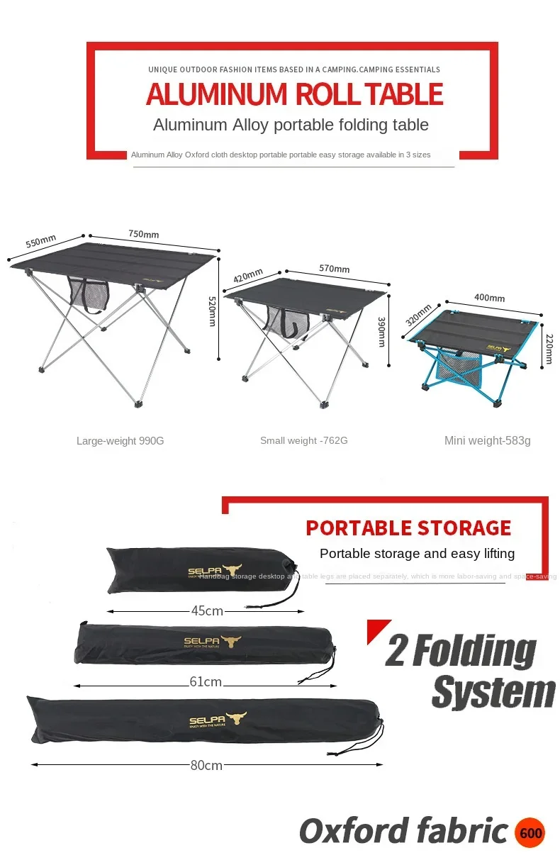 Camping Outdoor Portable Ultra-light Folding Table Aluminum Alloy Large Picnic Barbecue Table Casual Desk Meal Desk