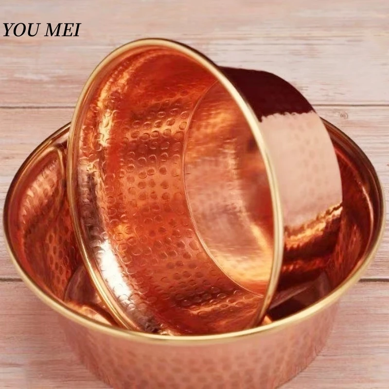 Buddhist Item Hammered Water God Basin,Red Copper Offering Bowl,Nepalese-Style Home Indoor Worship Tibetan Holy Cup Ornament