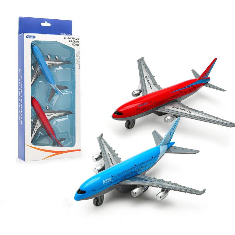 2 pièces/ensemble tirer vers l'arrière avion bébé glisse avion de ligne jouet Mini alliage avion pour enfants modèle d'avion jouet pour enfants jouets de plein air jeux