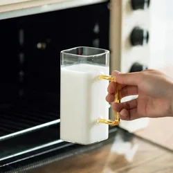 400ml Square Glass Mug Breakfast Milk Coffee Cup Microwave Safe Transparent Party Beer Drinkware Glass Christmas New Year Gift