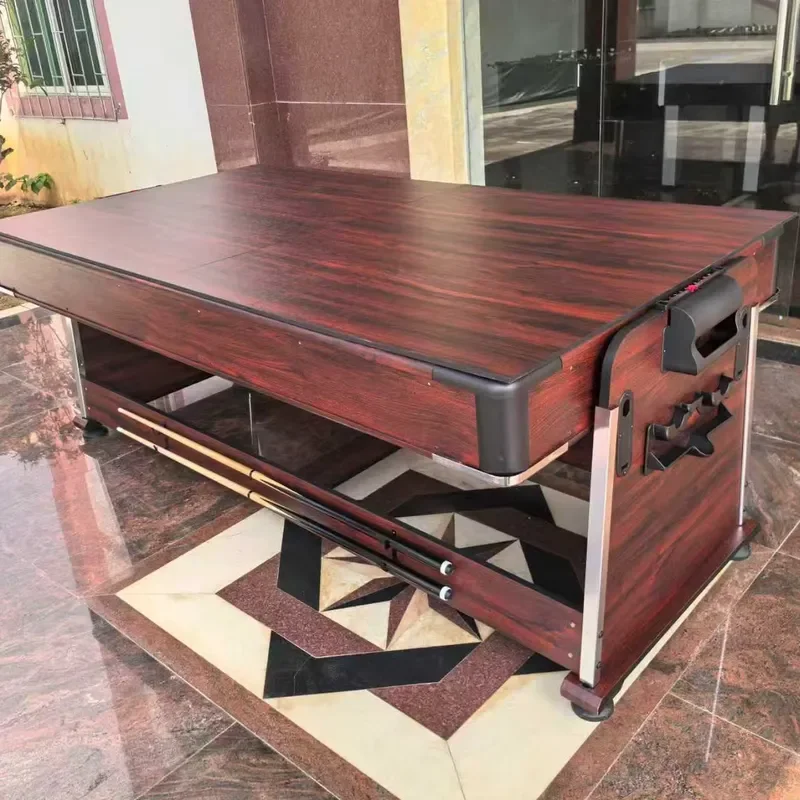 Brand For Factory Wholesale Burgundy Color 4 in 1 Multi Functions Rotating Game Table MDF Indoor Gaming Equipment for Home & view 4