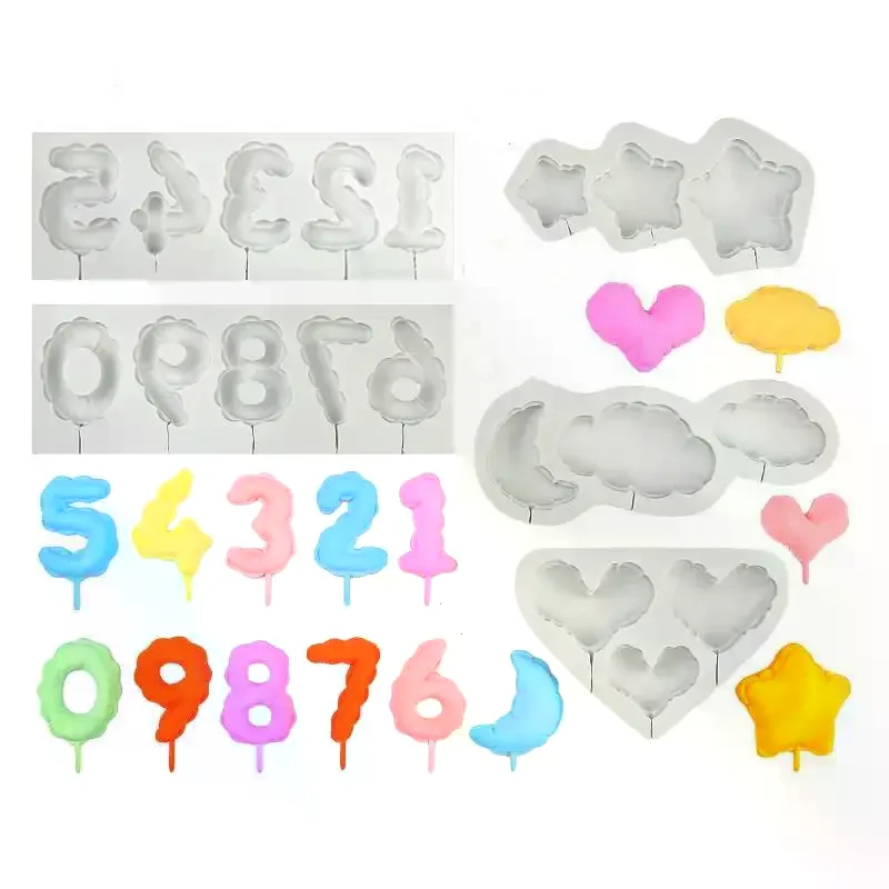 Cloud Heart Star And Number Silicone Sugarcraft Mold DIY Cupcake Baking: Mould Fondant Cake Decorating Tools