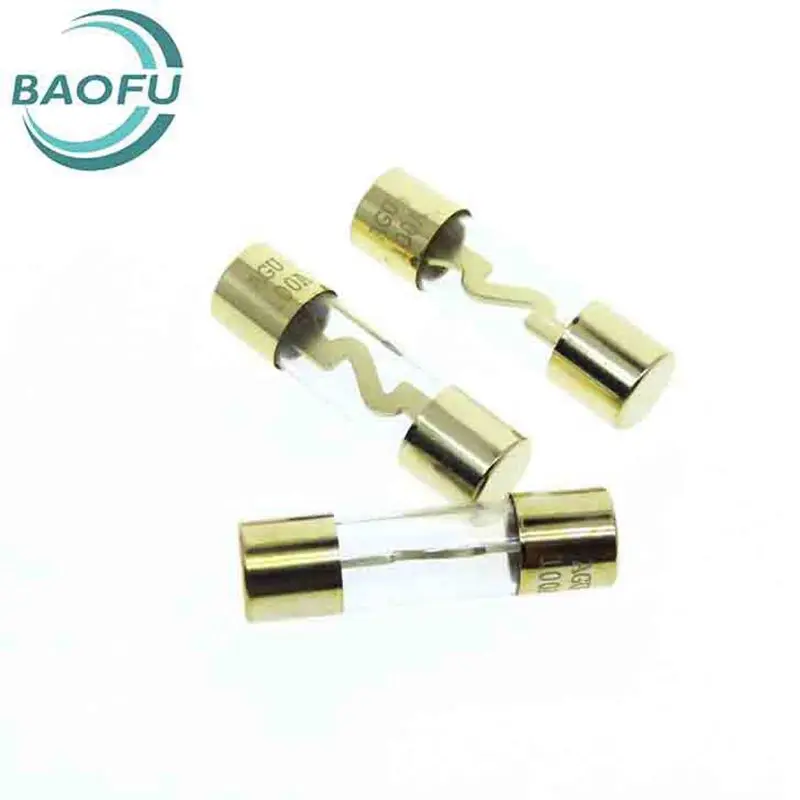 5pcs 10 * 38mm AGU car audio fuse holder Gold-plated glass tube fuse holder 10A-100A