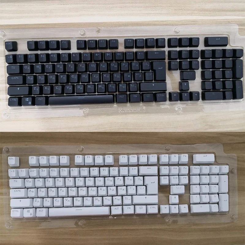 104 Keys Mechanical Keyboard ABS Backlight Keycaps Russian Transparent Keycap for Mechanical 87/104 for storm Milo abdom