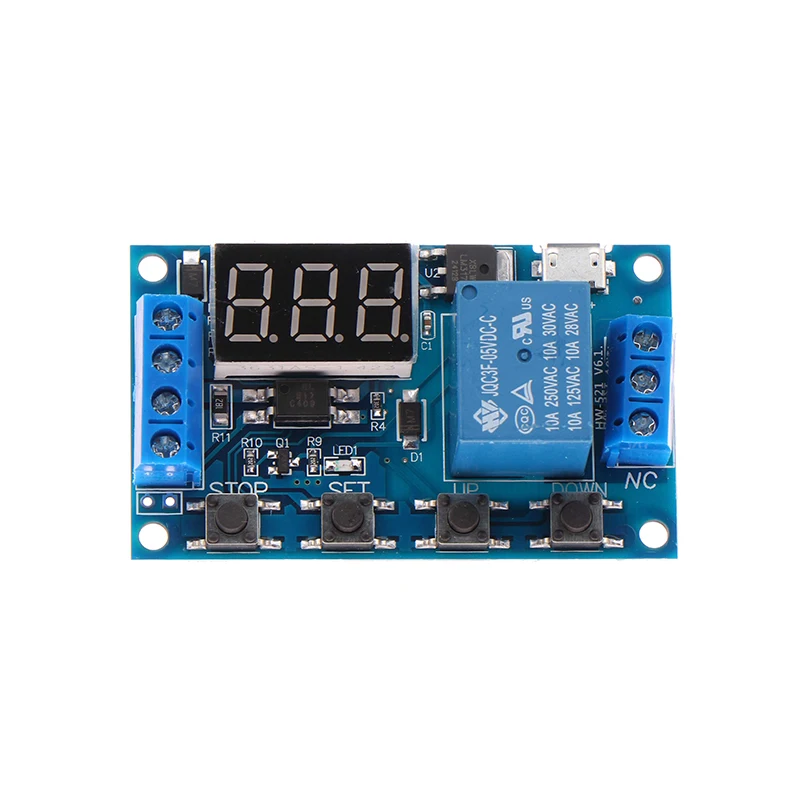 DC 6-30V Support Micro USB 5V LED Display Automation Cycle Delay Timer Switch Off Time Relay Overvoltage Protection Controller