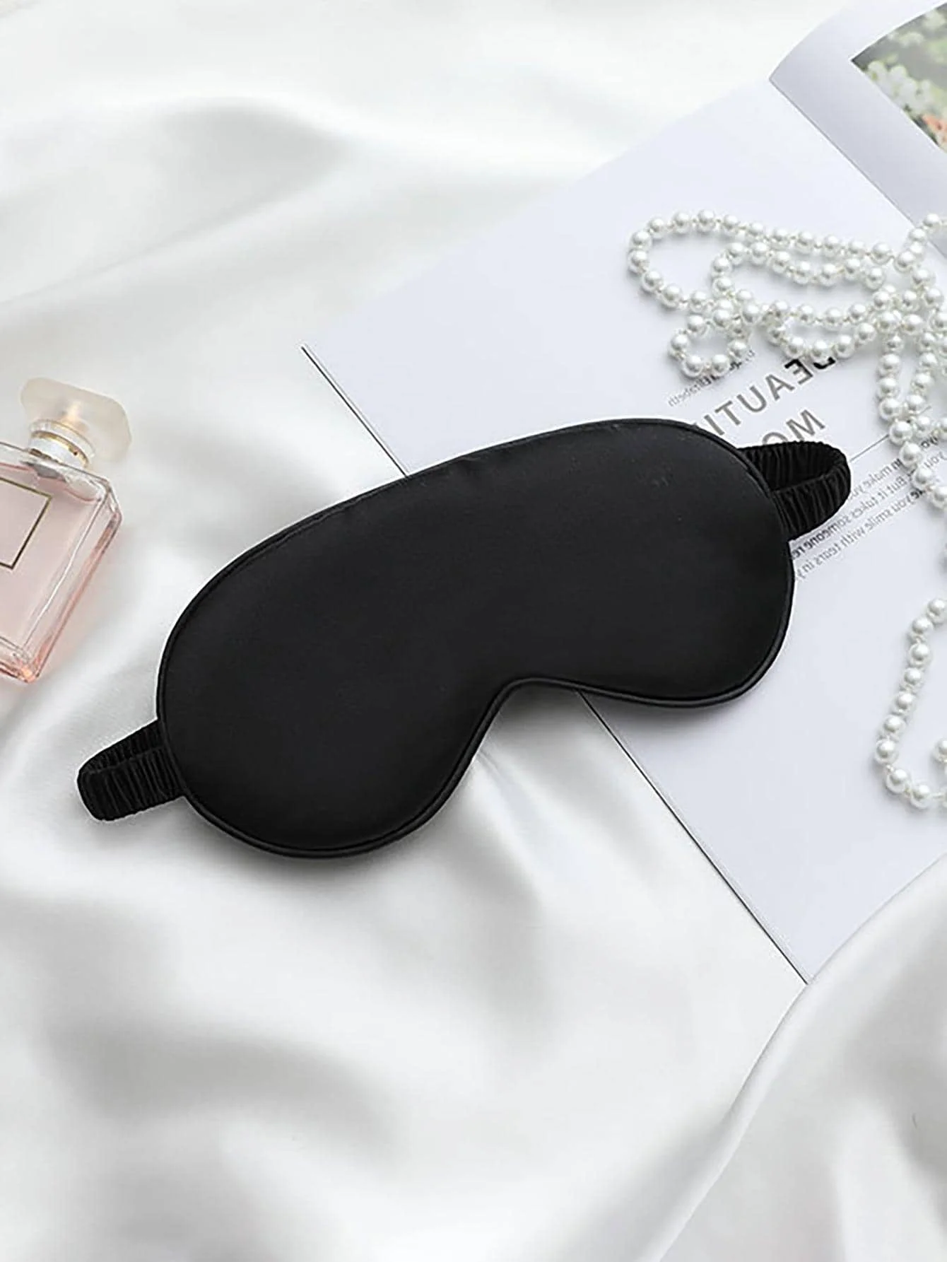 1PC-Double-Sided Artificial Silk Eye Mask Eye Shield Breathable Silk Eye Mask Bag Elastic Lunch Break Sleep Shading