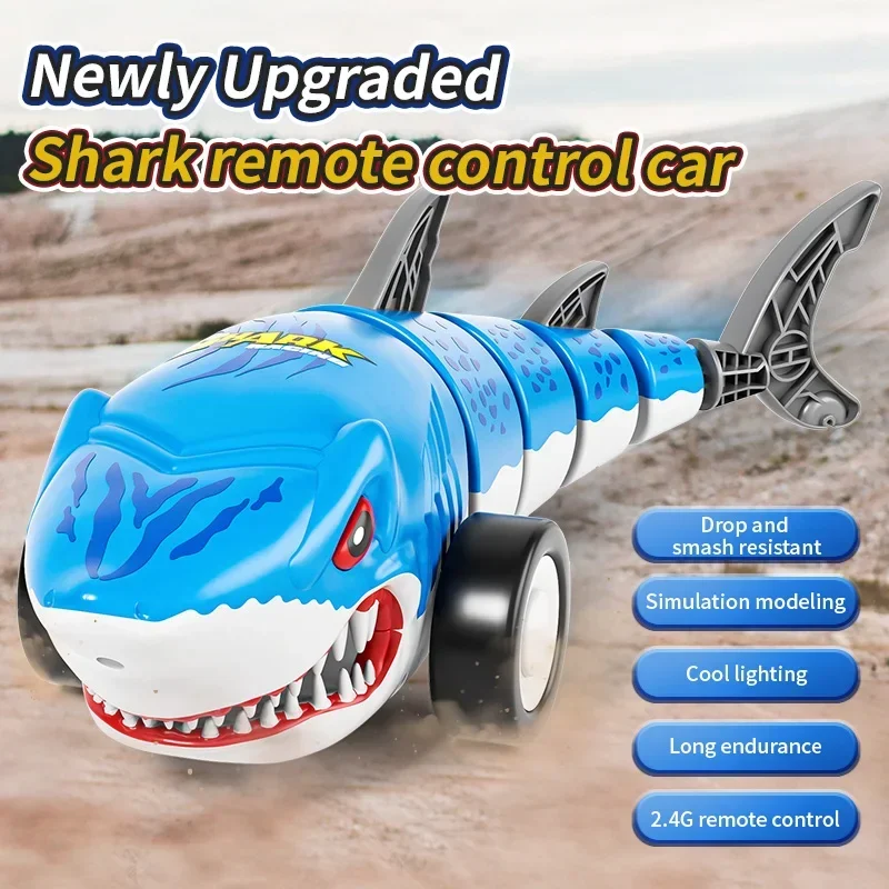 

RC Shark Remote Control Car with Lights Children's Toy Vehicle 360 Degree Rotating Swing Tail RC Stunt Cars Boy Birthday Gifts