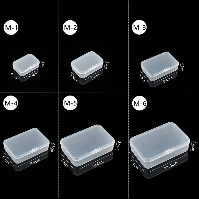 Mini caixas retângulo transparente caixa de armazenamento de jóias de plástico recipiente caixa de embalagem para brincos anéis contas coletando