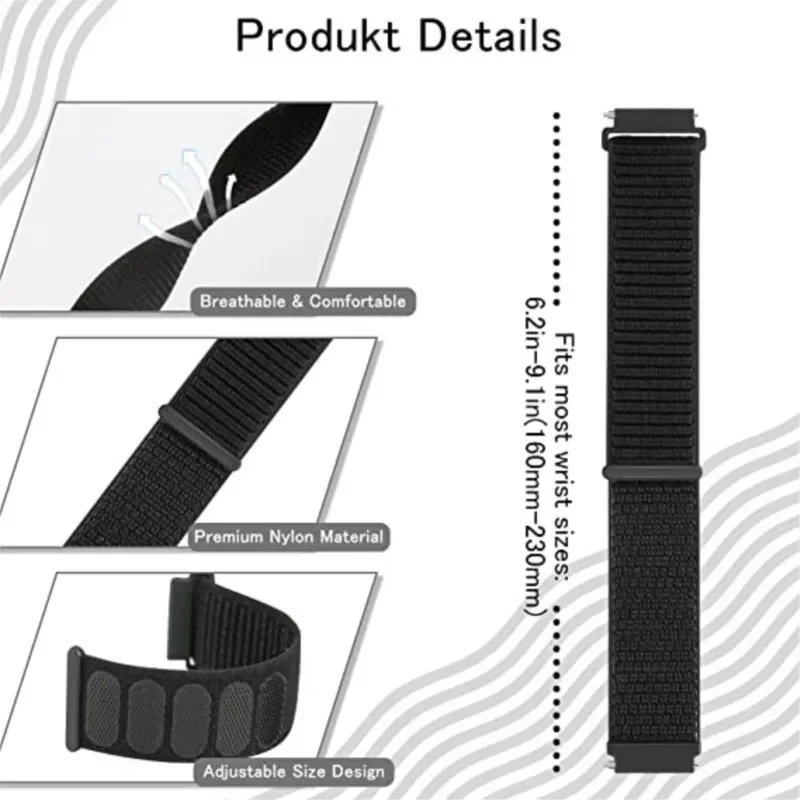 Nylon Loop Band For Samsung Galaxy Watch 6 4 classic/5 Pro/active 2/3/Gear S3 20mm/22mm Bracelet Huawei watch GT 2e 3 pro strap