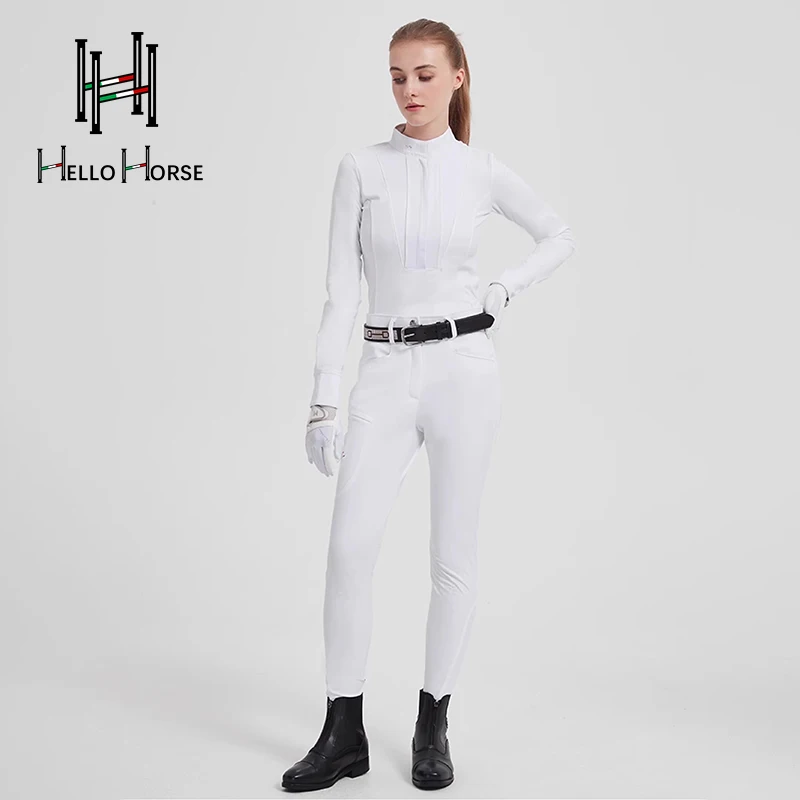 Женская спортивная одежда для верховой езды с длинными рукавами Hello Horse, детская футболка, профессиональная одежда для верховой езды, рыцарское снаряжение, ремень безопасности