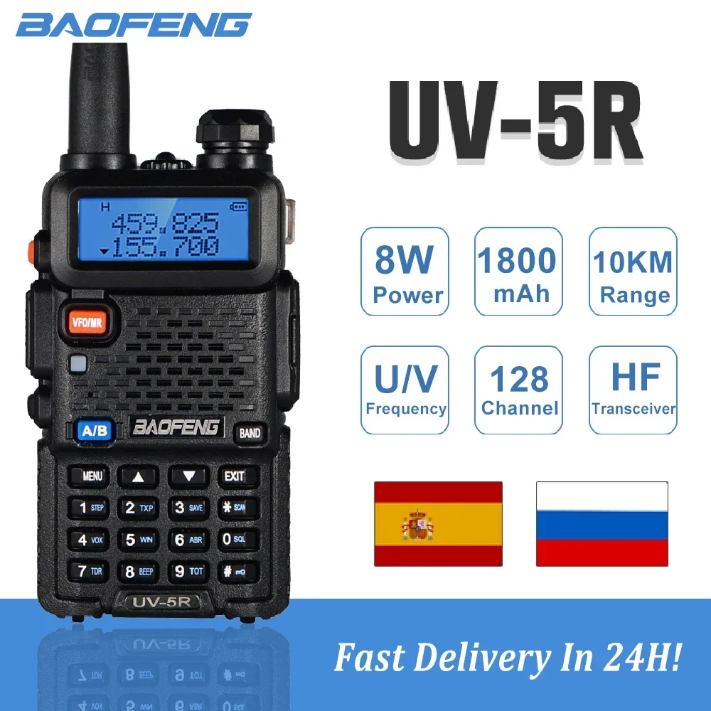 

Baofeng UV-5R Walkie Talkie 10KM High Power 8W Two Way Radio Dual Band UHF VHF Transceiver Portable Ham Radio UV5R for Hiking