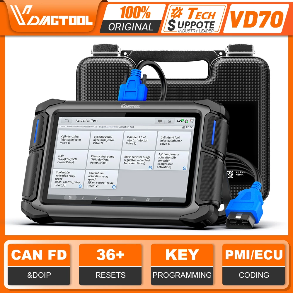 VDIAGTOOL VD70 Car Diagnostic Tools ECU Coding 36 Reset Function DOIP FCA VAG Guide Key Programmer Scanner Bidirectional Control