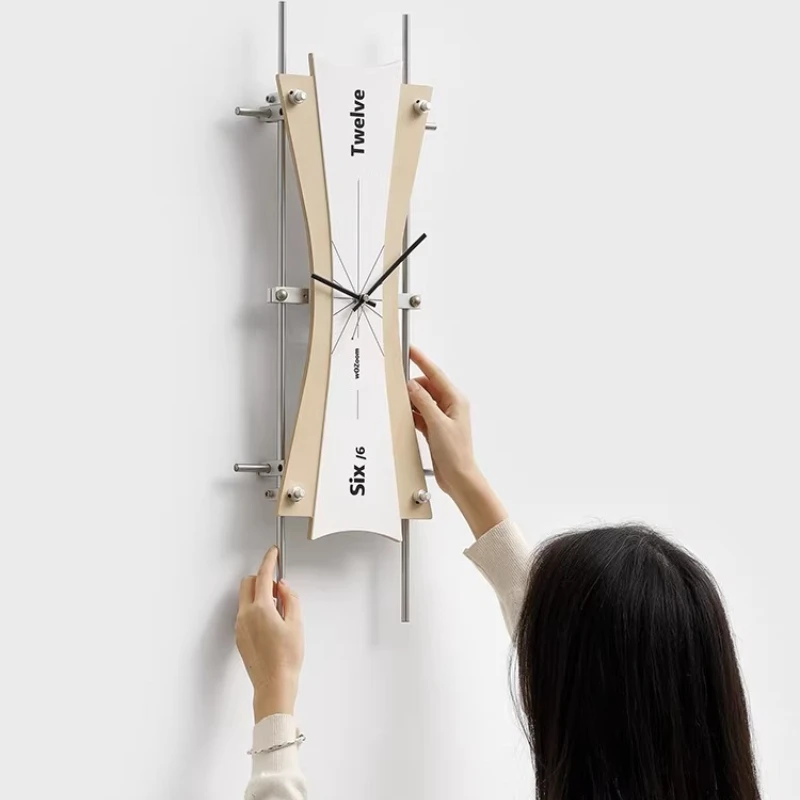 

No Drill Minimalist Wall Clock, Modern Silent Light Axis Clock for Bedroom,Creative Background Wall Decor & Floating Home Decor