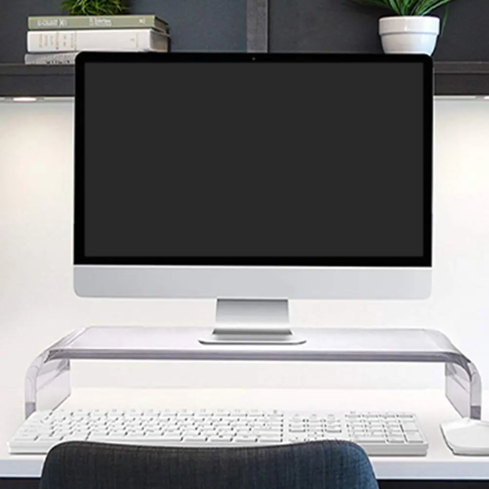 

Acrylic Monitor Stand Riser for Desk Ergonomic Laptop Heightening Base Space Saving Computer Storage Shelf Office Desktop