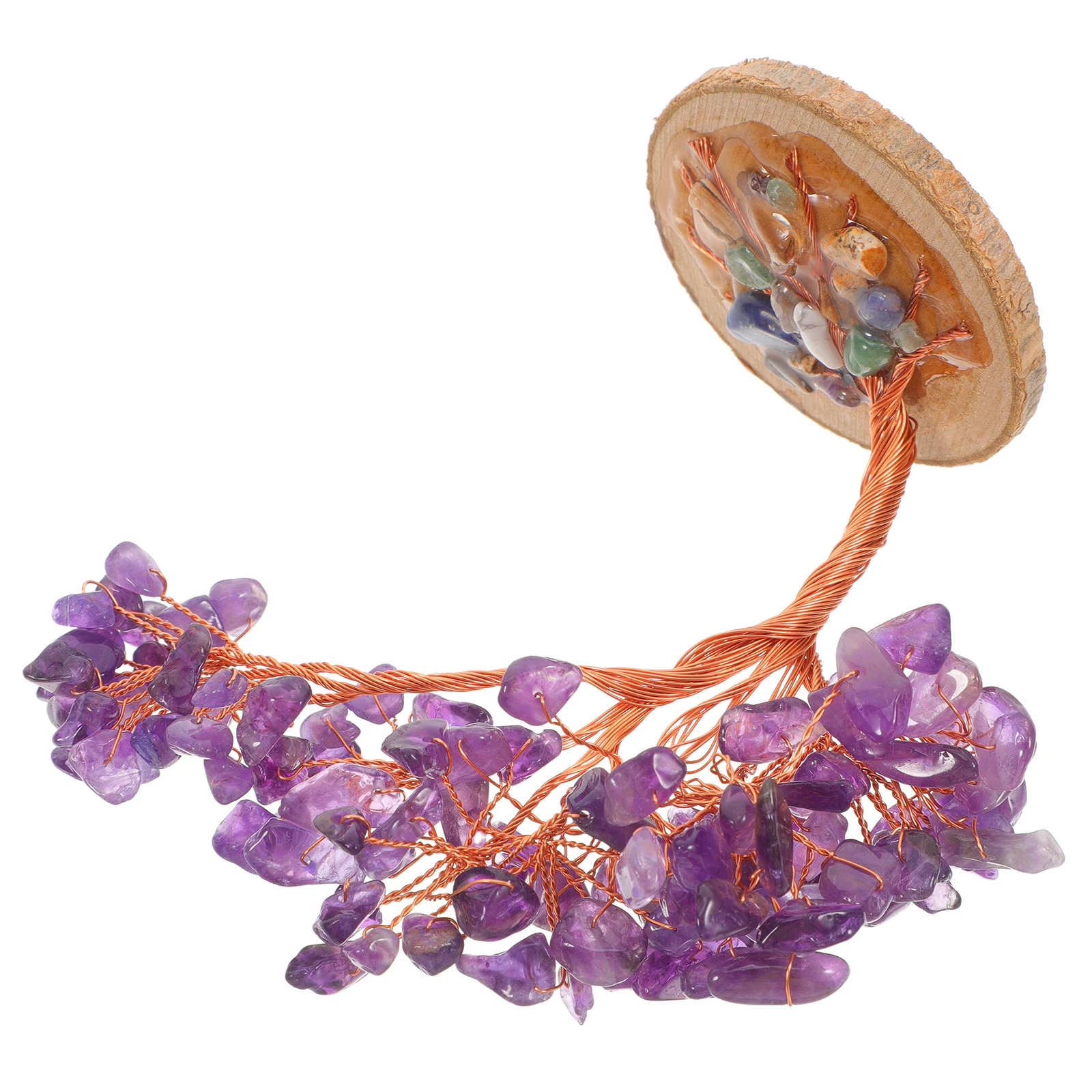 

Amethyst Crystal Tree Gemstone Ornaments Healing Feng Shui Bonsai Money Tree Spiritual Home Office Desk Decor Purple