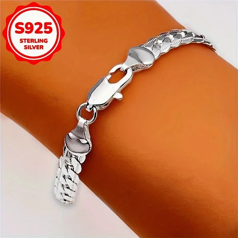 Hot new 925 sterling Silver special 5mm Cuban Chain Bracelets for women men 20cm wedding party Birthday gifts fashion jewelry