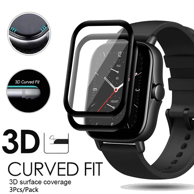 Tempered Soft Glass For Amazfit GTS 2 Mini 2e Screen Protector Fiberglass Full Protective TPU Amazfit GTS 3 pantalla Accessories