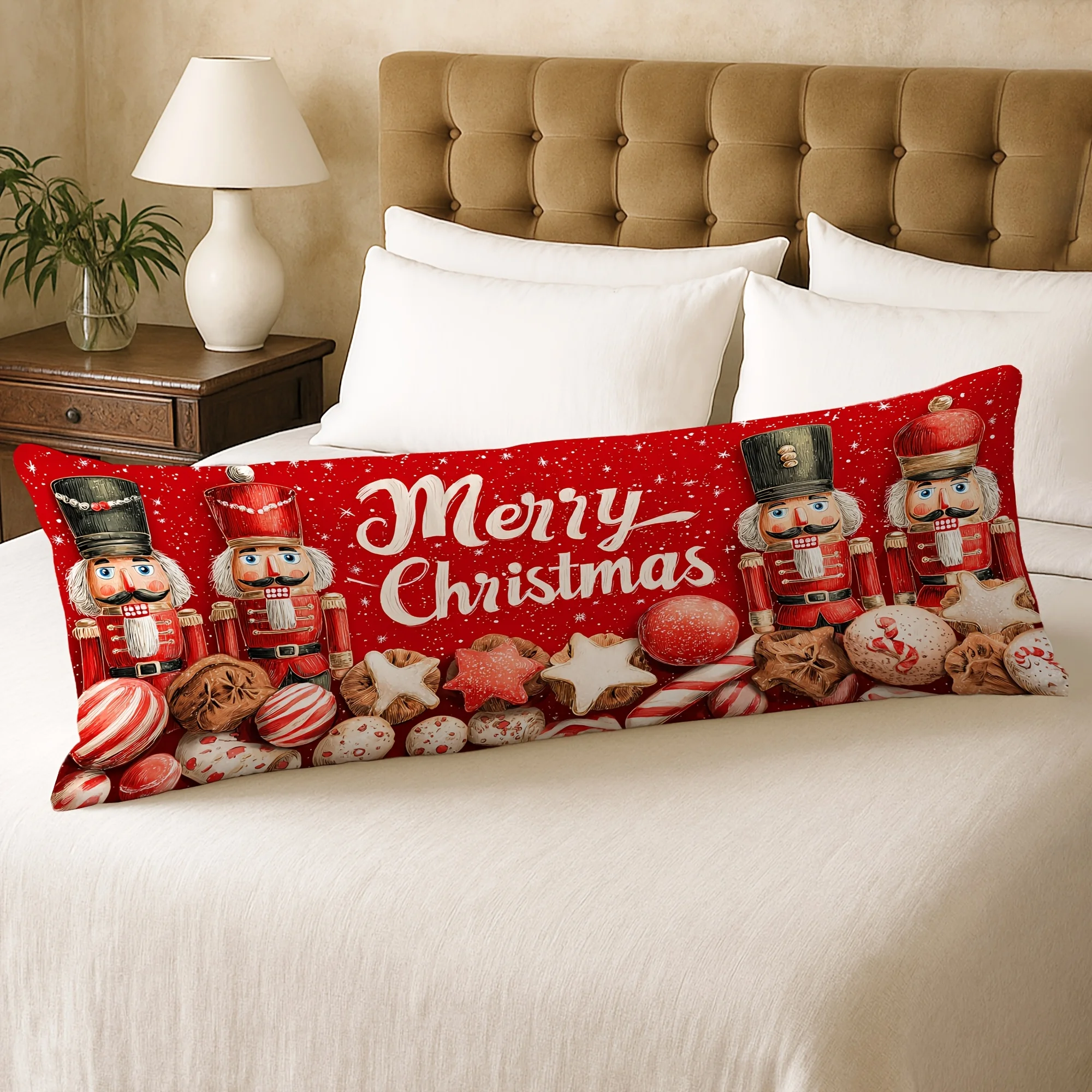 1pc Large Nutcracker Soldier Body Pillow Case Suitable for - Contemporary Nutcracker-Themed Bedspread/Comforter Cover, Zipper Cl