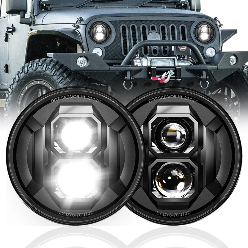 

7 Inch LED Lighthouse Headlights Hi/Low Headlamp for VW New Polo 2023 Automatic Lighthouse Lada 4x4 Wrangler JK Suzuki Samurai