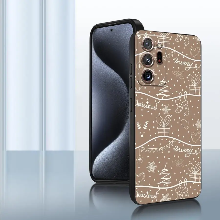 حافظة لهاتف سامسونج جالاكسي نوت S8 9 S10 8 S9 20 Ultra 10 Plus غطاء هاتف ناعم أسود كارتون عيد الميلاد #6