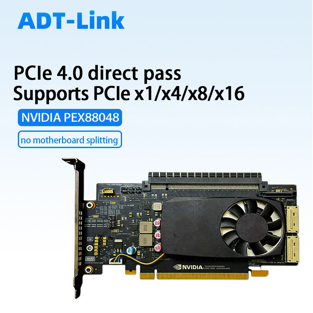 Карта расширения PCIe 4.0 Direct Pass для NVIDIA PEX88048 без разделения на материнской плате, поддержка полос пропускания X1/X4/X8/X16, SFF-8611 8i