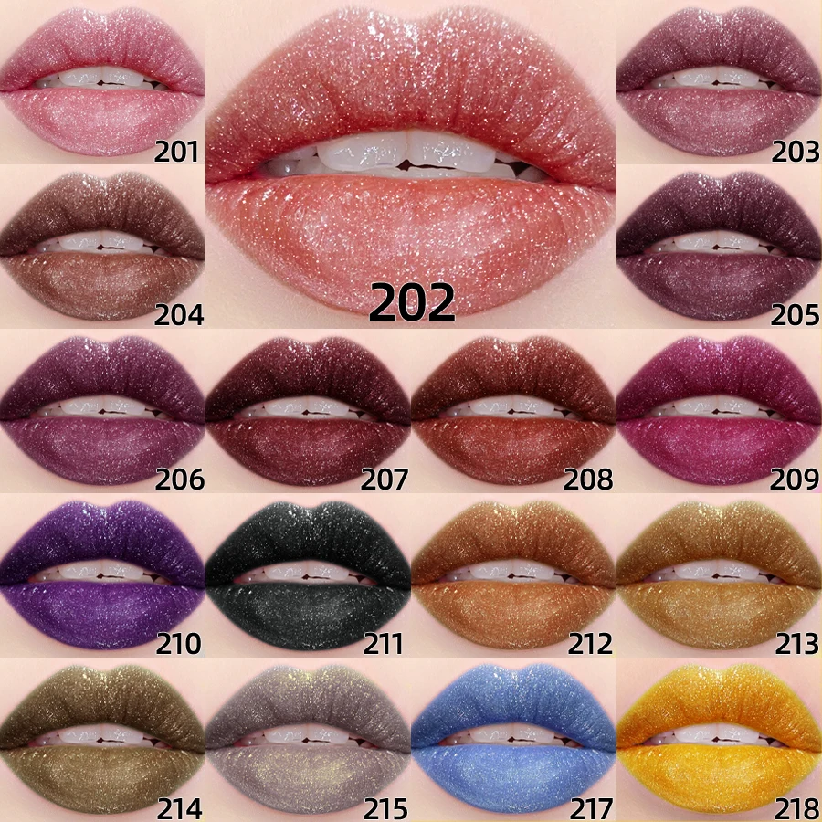 Glitter Lip Glaze Long Lasting Waterproof Liquid Lipstick Dewy Finish Lip Oil Lip Tint Moisturizing Lip Balm Highly Pigmented