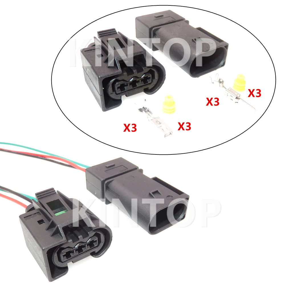 1Set 3 Pins 1-968433-2 1-968408-2 Auto AC Assembly Harness Socket 22140492050 09441311 50290970 Car ABS Sensor Plug For Benz BMW