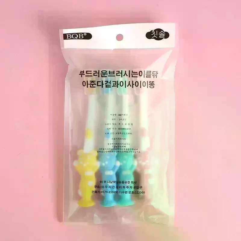 /ACR/4pcs Cute Candy Color Tooth Brushes Baby Kids Toothbrush Soft Fine Bristles Teeth Brush Children Oral Care Cleaning Tool
