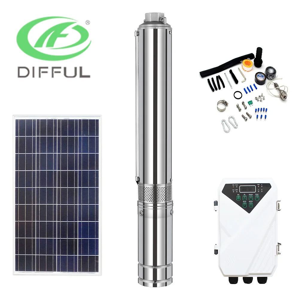 High Pressure Irrigation 2 Inch Solar Powered Water Submersible Deep Well Pump