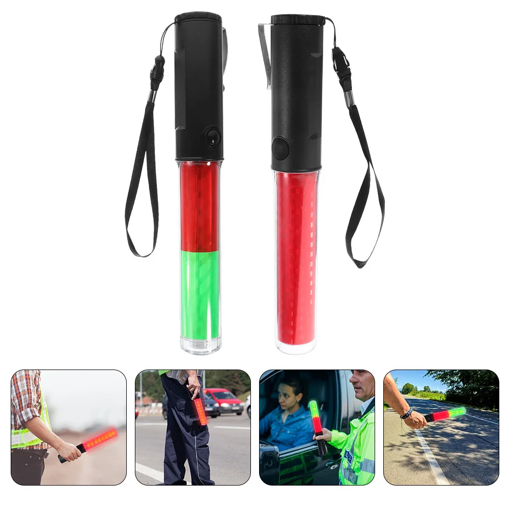 2 Pcs Glow Sticks Concert Red Wand Light Traffic Flashlight LED with Hook Rechargeable Wands