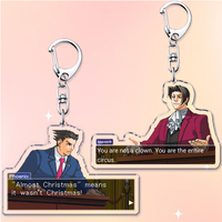 Hot Anime Keychains for Accessories Jewelry Phoenix Wright Miles Edgeworth Objection Apollo Justice Keyrings Fans Friends Gifts