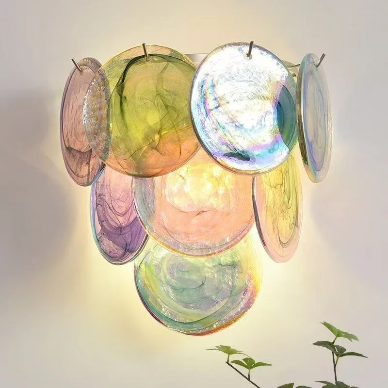 Modern Creative Colorful Round Glass Grape Shape Wall Lamp For Living Room Balcony Villa Corridor Bedroom And Bedside Lighting