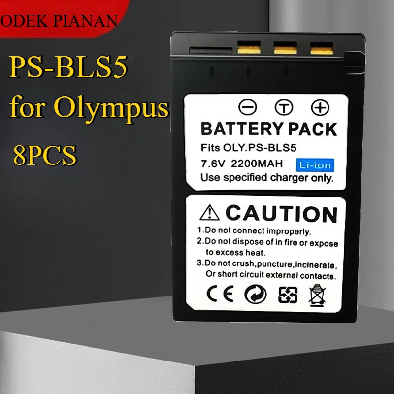 

8PCS 2200mAh PS-BLS5 Battery for Olympus Camera High Capacity Replacement for BLS-5 Long Lasting Power for OM-D E-M1X/E-M1 III