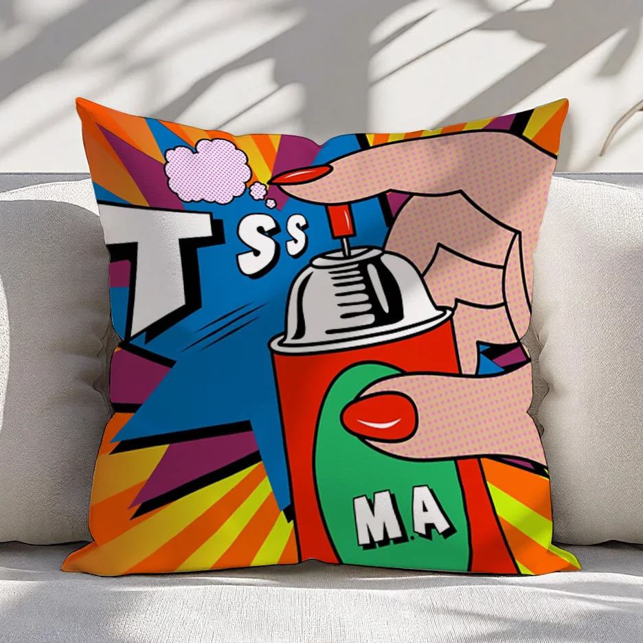 Vintage Hippie Rock Band Square Pillowcase, Colorful Trippy Dancing Bears Print Cushion Cover for Couch Bedroom