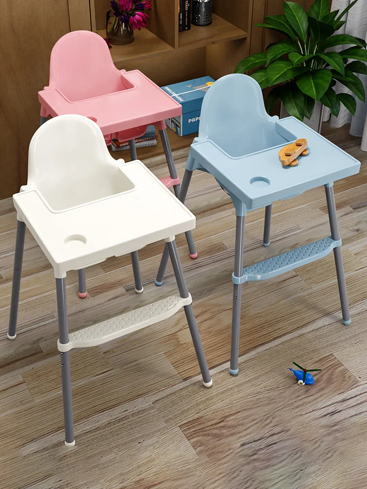 Silla alta para bebé y niño, asiento de comedor de Color sólido, silla de alimentación de altura ajustable con reposapiés, plato de cena y cinturón