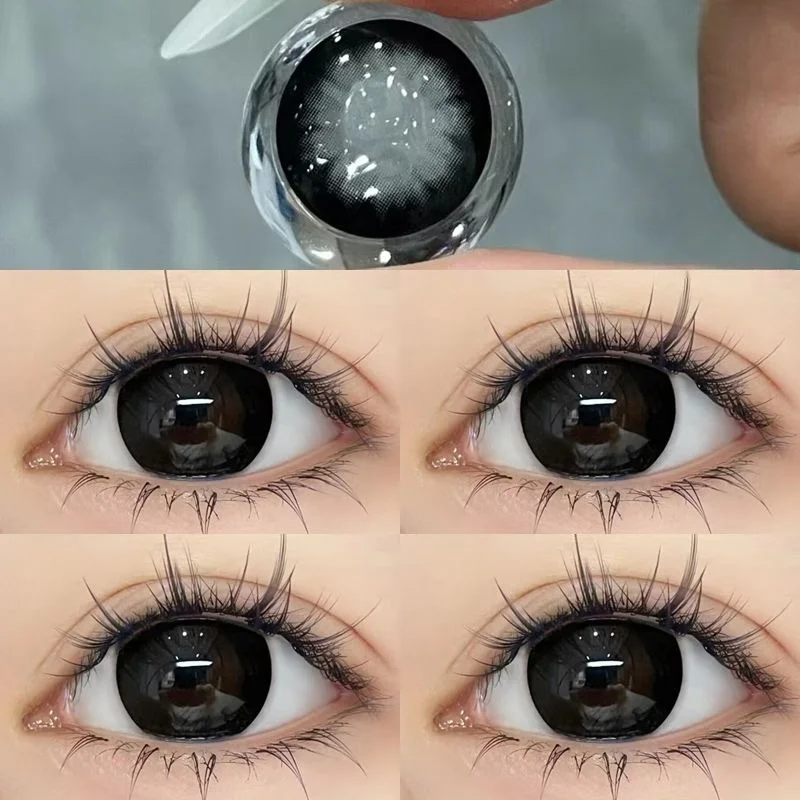 Schwarze farbige Kontaktlinsen für tägliches Augen-Make-up, natürliches Aussehen, weiche Linsen zur Augenvergrößerung, ideal für Arbeit, Party und modischen Stil