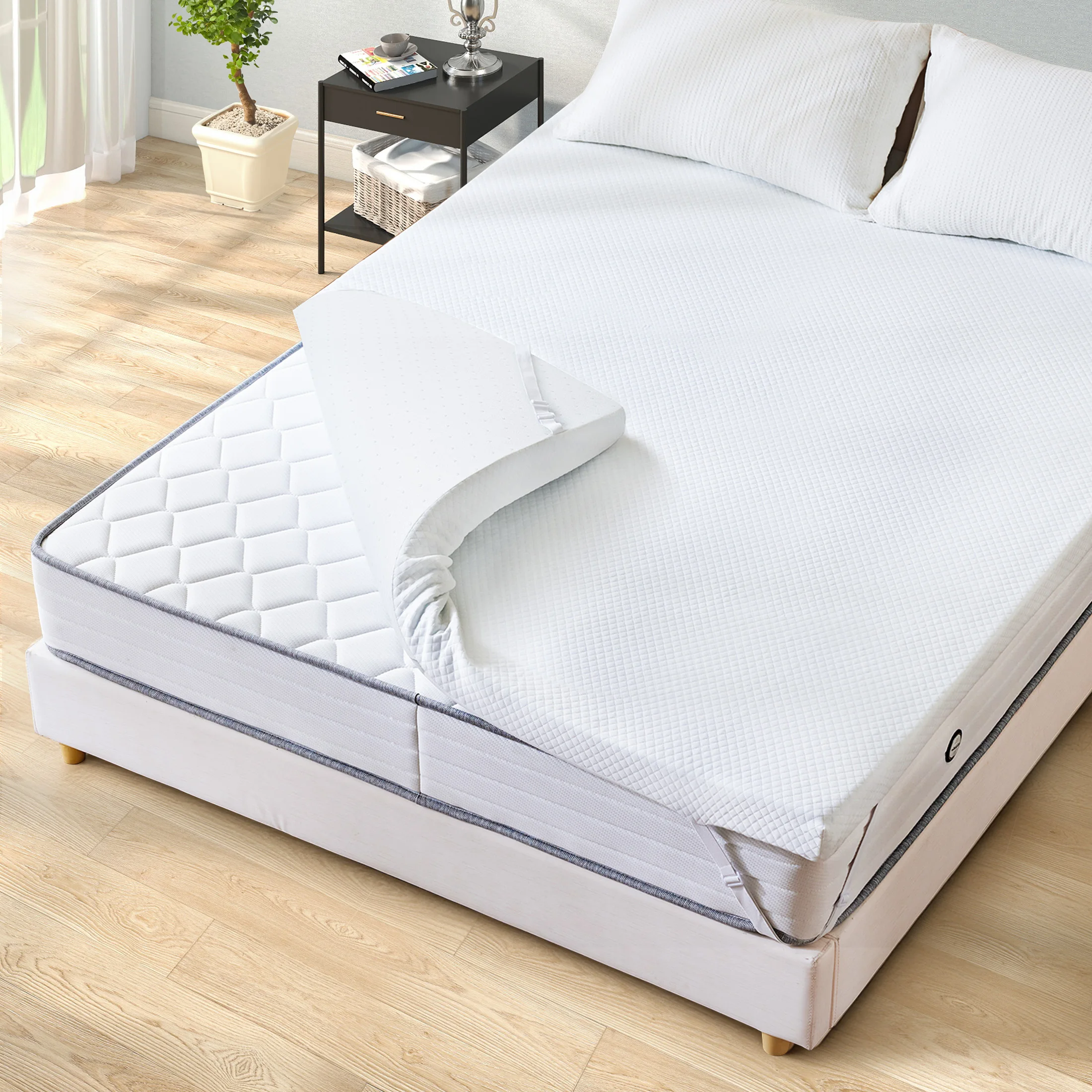 MCQ 3 Inch with Cloth Cover Memory Foam Bed Mattress Gel Breathable Cooling Mattress Soft Bed Topper Home Bedroom Furniture