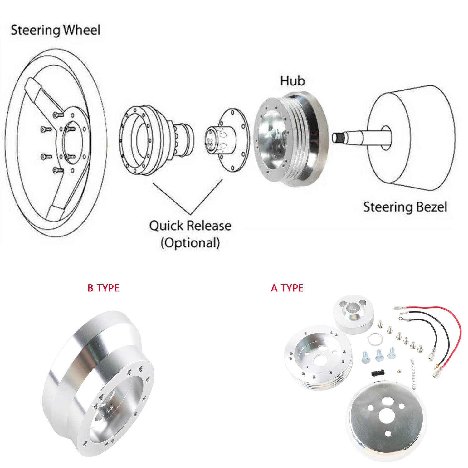 aluminum Steering Wheel Hub Adapter 5&6 Hole universal accessories  for Chevy Flaming River, Ididit, GM