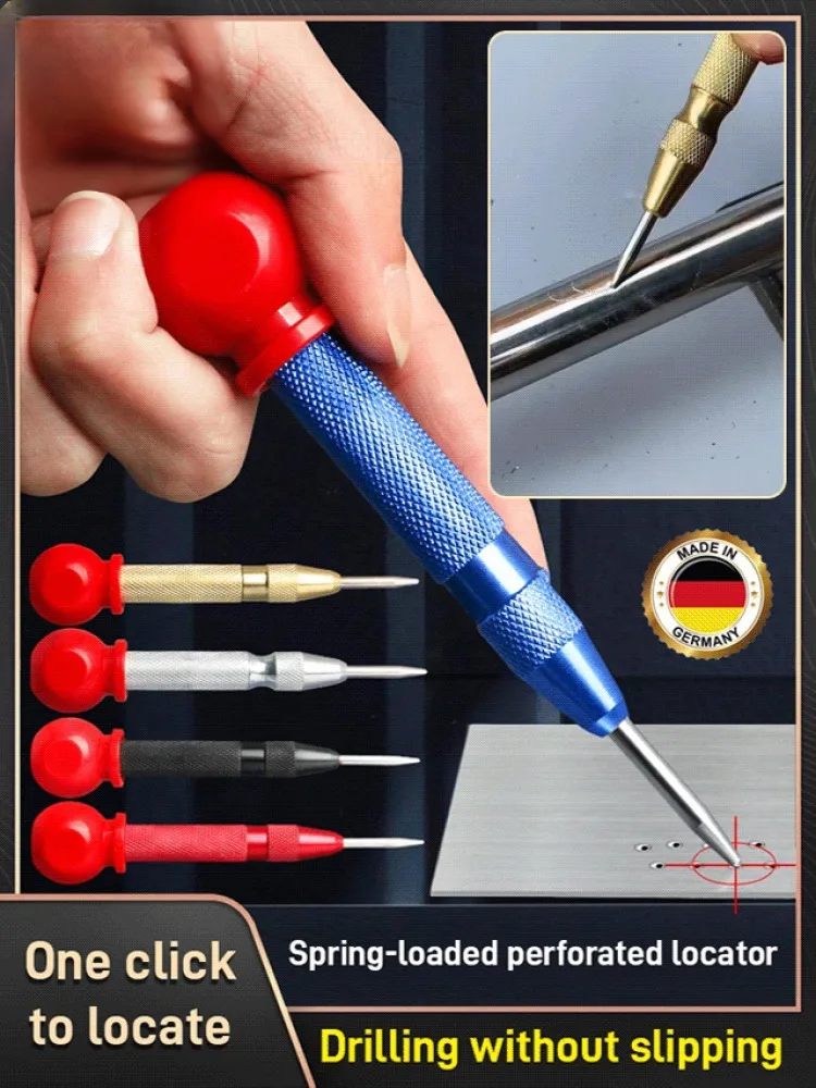 1PC Silvery Center Punch Automatic Spring Positioner Glass Striker Window Breaker Punch Centering and Punching Tool Accessories