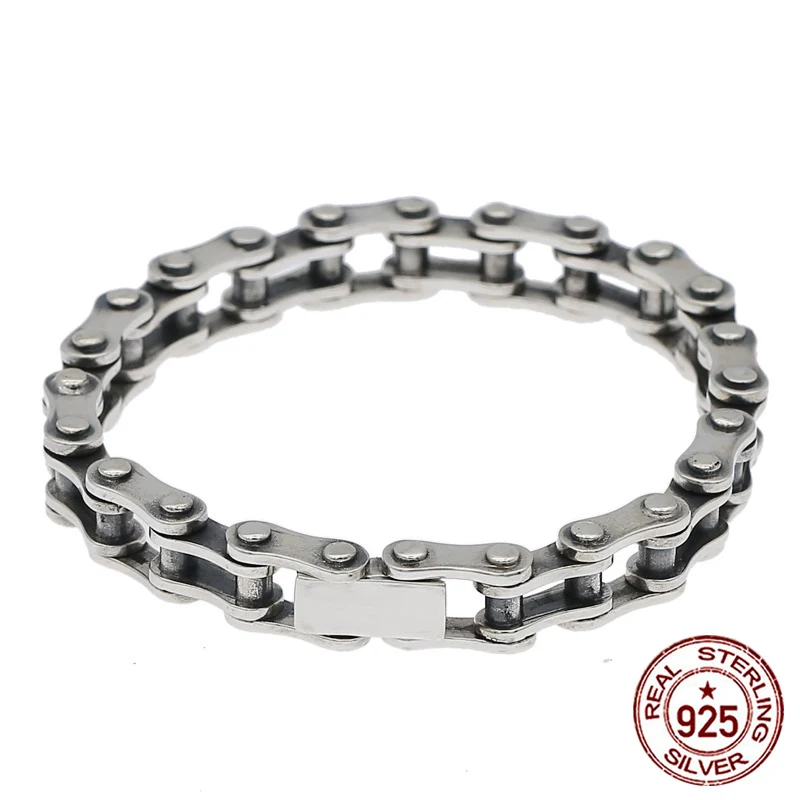 S925 sterling silver bracelet, personalized and domineering for men  Creative Accessories Retro Bike Chain Jewelry