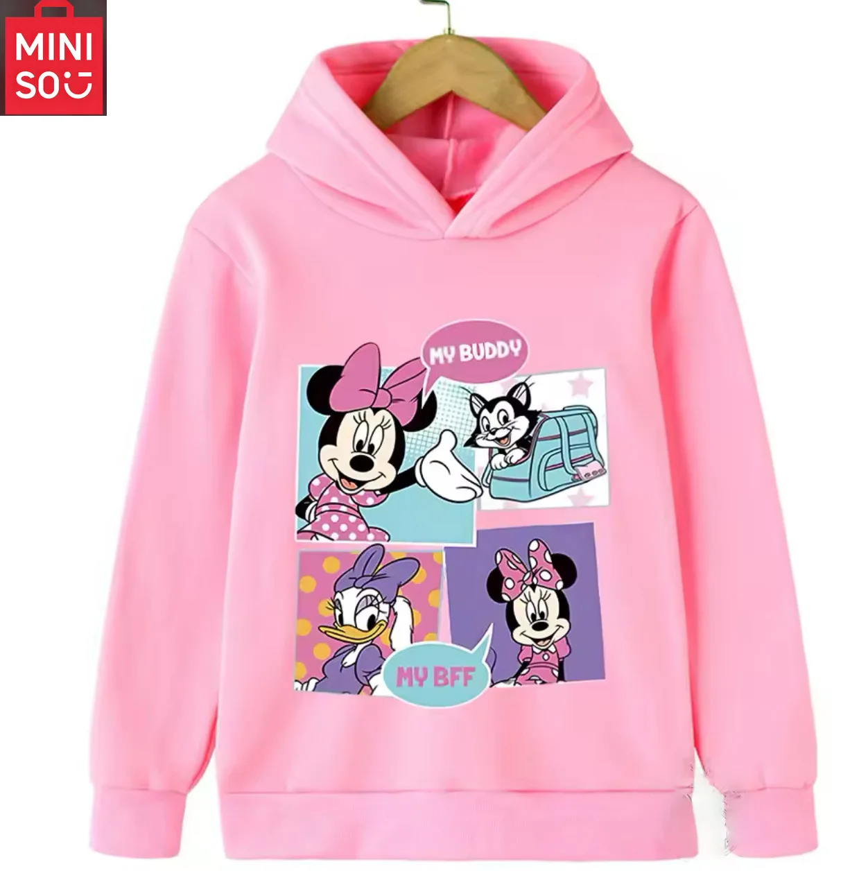 

Детская толстовка с Микки Маусом MINISO | Пуловер с мультяшным принтом | Весенне-осенняя повседневная одежда
