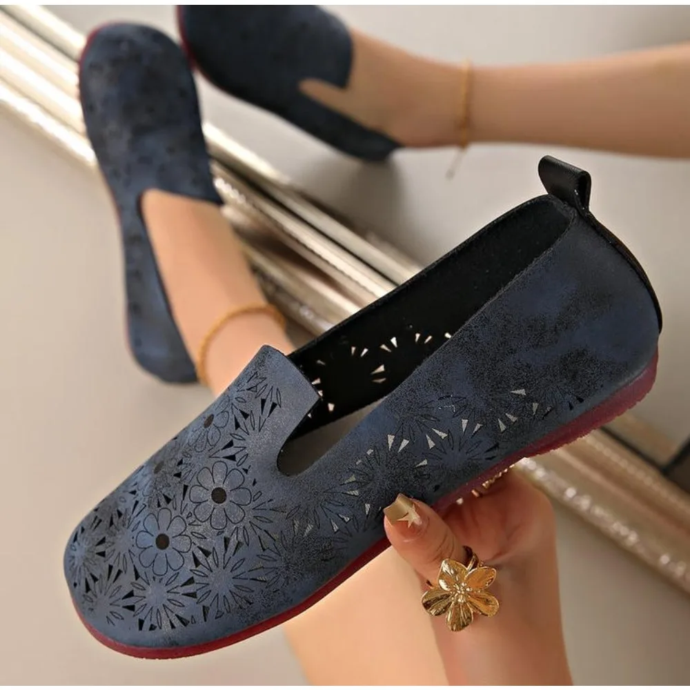 

Designer Sexy Women Flat Shoes Leather Woman Pointed Toe Flats Summer Lady Hollow Out Loafers Women Shoes Sandals