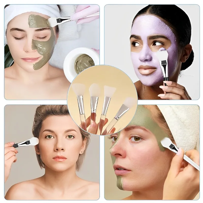 4/1 Uds cepillo de máscara de silicona aplicador de máscara de barro Facial cepillo aplicador de humectante herramienta para máscaras de arcilla Facial herramienta de cuidado de la piel DIY