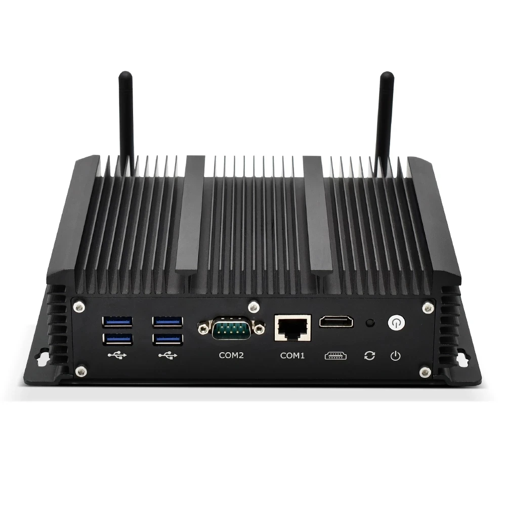 Win10 Linux الصناعية بدون مروحة صندوق مدمج RJ45 RS232 COM 4G SIM 5405U 3965U 6xi211 شبكة خادم صغير مؤسسة جدار الحماية الكمبيوتر
