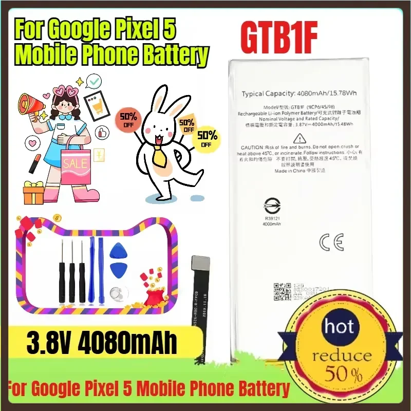 3.8V 4080mah GTB1F Suitable for Google Pixel 5 Mobile Phone Battery Large-capacity