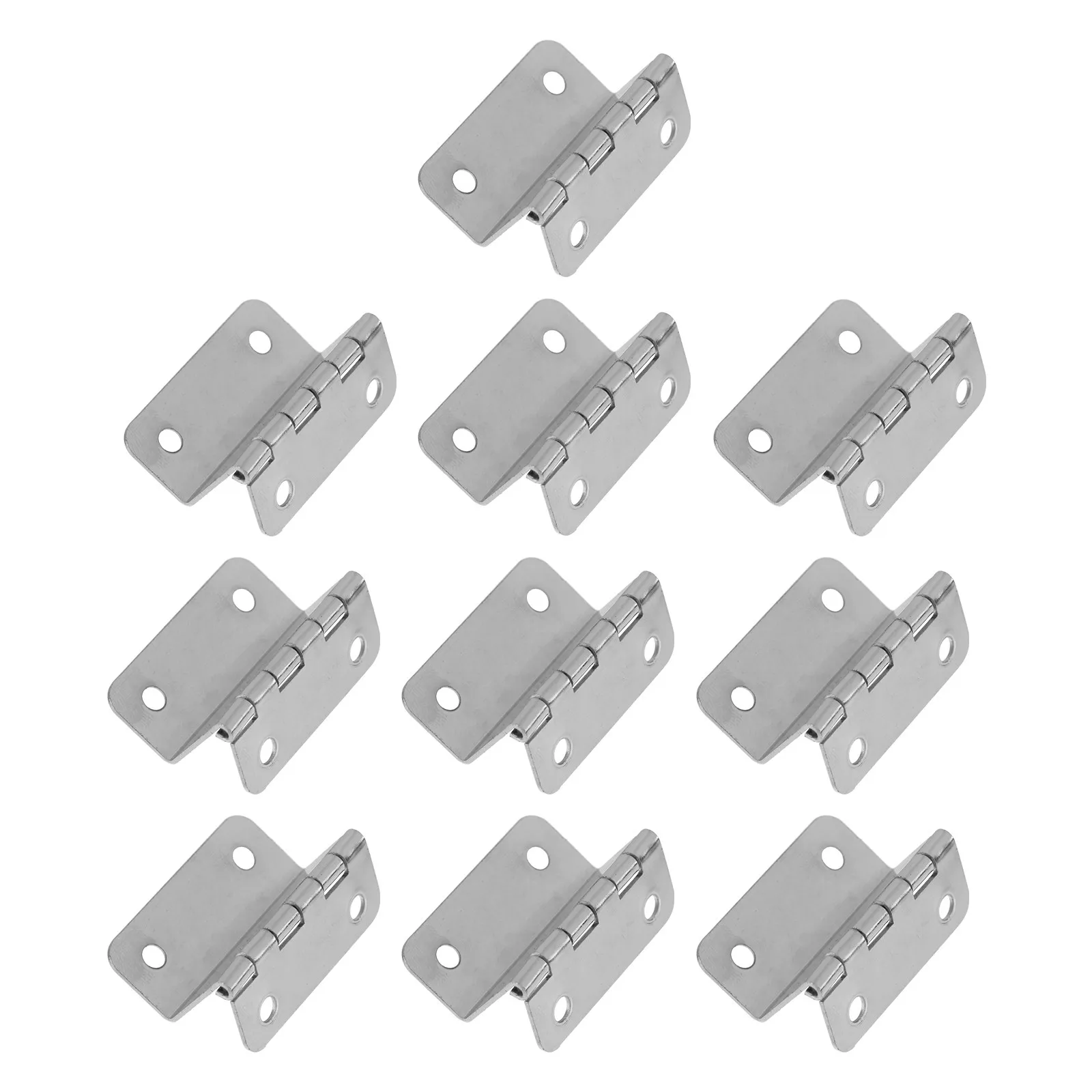 10Pcs Metal Hinges 15Mm Plate Four-Hole Sturdy Furniture Hinge Easy Install Kitchen Cabinet Wooden Box Three-Fold Right-Angle