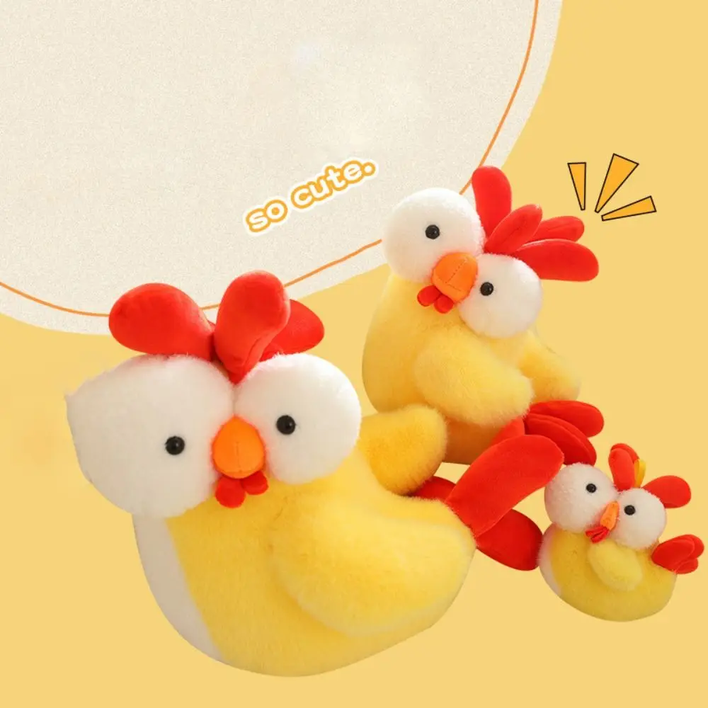 Frango realista brinquedo de pelúcia olhos salientes pintinho de pelúcia travesseiro macio huggable macio pintinho bonecas de pelúcia decoração do quarto