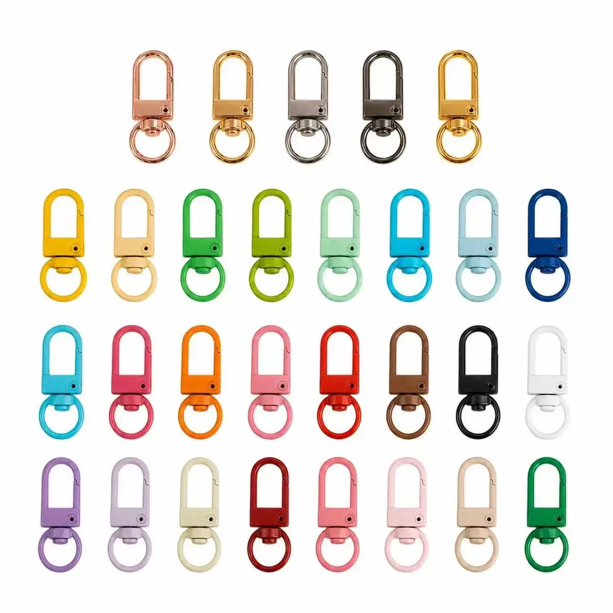 10-50pcs Random Mix Colorful Carabiner Clasp Key Chain Rotating Keyrings Metal Lobster Clasps Hooks for DIY Key Chain Bags
