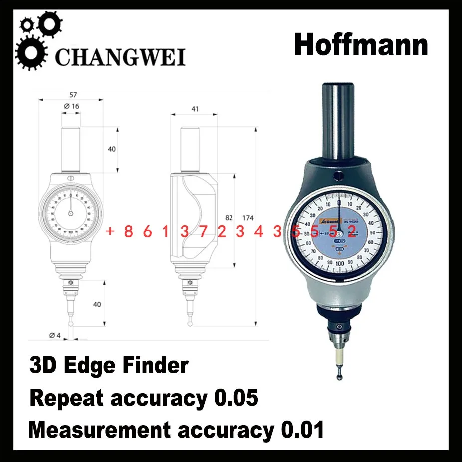 Hoffmann Universal Centering Rod 3D Edge Finder Taster Pointer Type 359520 Repeatability 0.05